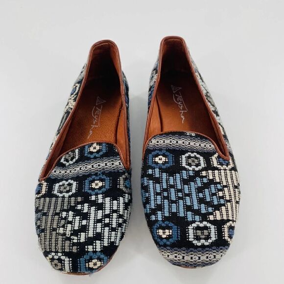 TEYSHA Custom Smoking Slipper Leather/Textile Blue/Black/Gray Size 37 - Picture 6 of 12